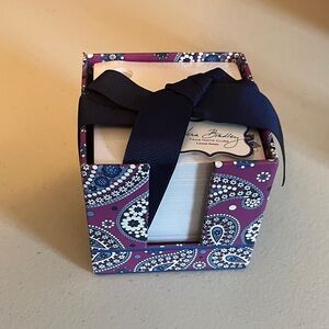Vera Bradley Paisley Note Cube with Navy Ribbon